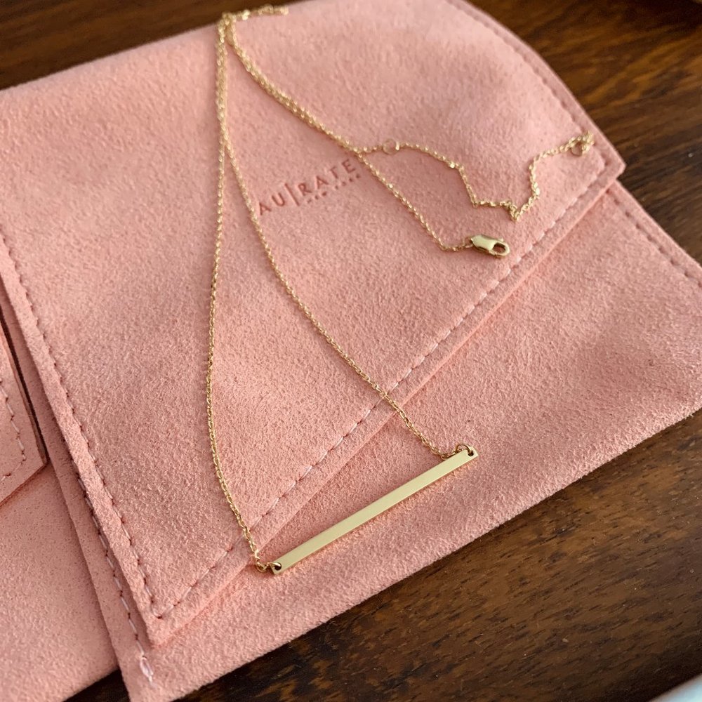 Aurate 14K Yellow Gold Bar Necklace